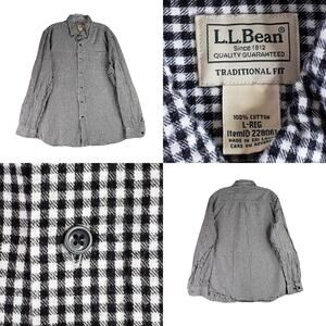 LL Bean Flannel Shirt Mens Size Large Plaid Cabin Cotton Heavy Long Sleeve